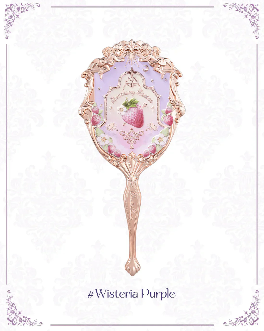 Flower Knows - Violet Strawberry Rococo Hand Mirror