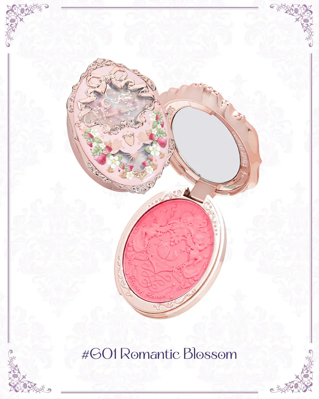 Flower Knows - Violet Strawberry Rococo Embossed Blush